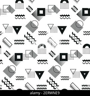Geometric shapes seamless pattern. Black and white Stock Vector