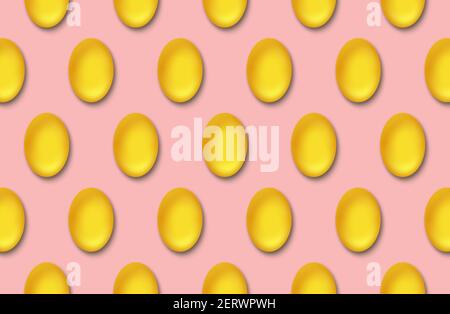 Seamless Easter eggs pattern on pink background. Stock Photo