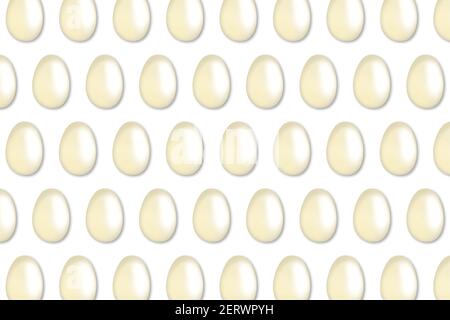 Seamless white eggs pattern background. Stock Photo