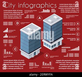 Isometric city map industry infographic set architecture Stock Vector