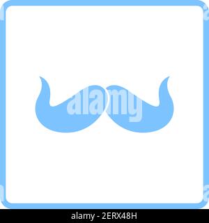Poirot Mustache Icon. Blue Frame Design. Vector Illustration. Stock Vector