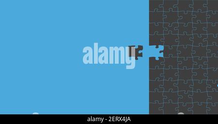 Blue and black Jigsaw puzzle with piece missing. solve the puzzle task, Stock Vector illustration isolated Stock Vector
