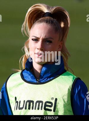 EDGWARE, ENGLAND - FEBRUARY 28: Alisha Lehmann of Everton Ladies (on Loan from West Ham United) during the pre-match warm-up  during Barclays FA Women Stock Photo