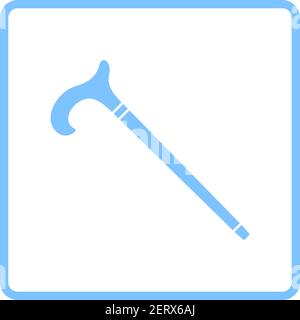 Walking Stick Icon. Blue Frame Design. Vector Illustration. Stock Vector