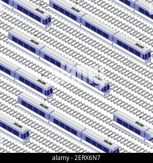 Fast modern high-speed train. Vector flat 3d isometric illustration Stock Vector