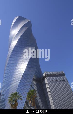 United Grand Manama, left, and Wyndham Grand Manama, right, Bahrain Bay development, Manama, Kingdom of Bahrain Stock Photo