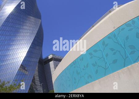 The Park development, with the United Grand Manama and Wyndham Grand Manama at left, Bahrain Bay development, Manama, Kingdom of Bahrain Stock Photo