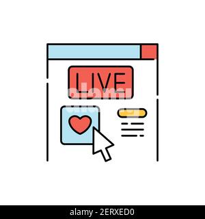 Like video color line icon. Pictogram for web page, mobile app, promo. UI UX GUI design element. Editable stroke. Stock Vector