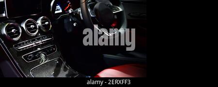 car ventilation system and air conditioning - details and controls of modern car Stock Photo
