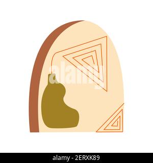 Abstract artline maze in vase, arch painting background. Modern trendy art. Colorful boho vector illustration hand drawn isolated Stock Vector