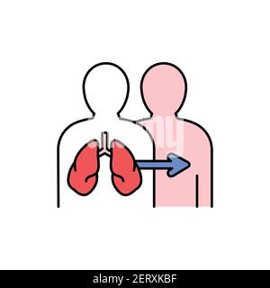 Lung transplant color line icon. Donor organ. Pictogram for web page, mobile app, promo. UI UX GUI design element. Editable stroke. Stock Vector