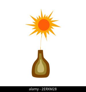 Abstract art sun in vase painting background. Modern trendy art. Colorful boho vector illustration hand drawn isolated Stock Vector