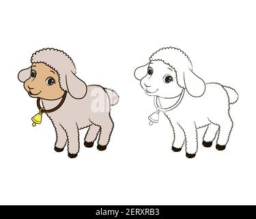 Baby Sheep Isolated Coloring Page for Kids Stock Vector Image &amp; Art - Alamy