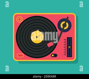Vinyl player turntable icon. Retro style, party Stock Vector