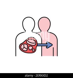 Valve transplant color line icon. Donor organ. Pictogram for web page, mobile app, promo. UI UX GUI design element. Editable stroke. Stock Vector