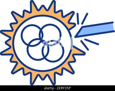 Assisted hatching RGB color icon Stock Vector