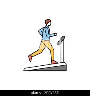 Running on treadmill color line icon. Pictogram for web page, mobile app, promo. UI UX GUI design element. Editable stroke. Stock Vector