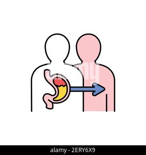 Stomach transplant color line icon. Donor organ. Pictogram for web page, mobile app, promo. UI UX GUI design element. Editable stroke. Stock Vector