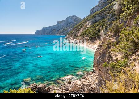 Panoramic view of the bay called Cala dei Gabbiani in the Orosei gulf (Sardinia, Italy) Stock Photo