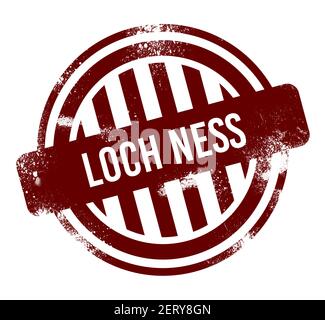 Loch Ness - red round grunge button, stamp Stock Photo