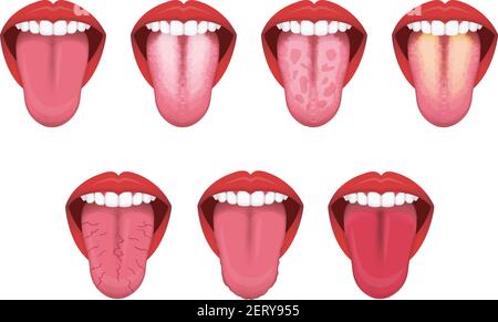 Tongue’s health sign vector illustration set Stock Vector