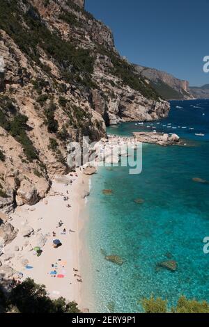 Panoramic view of the bay beach called Cala Mariolu in the Orosei gulf (Sardinia, Italy) Stock Photo