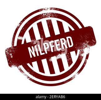Nilpferd - red round grunge button, stamp Stock Photo