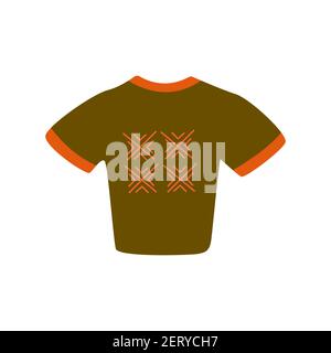 Cropped T-shirt with abstract geometric print. Scandinavian print. Colorful hand drawn vector isolated illustration doodle in boho style Stock Vector
