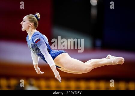 Doha, Qatar. October 30, 2018: Liliia Akhaimova of Russia during Floor ...