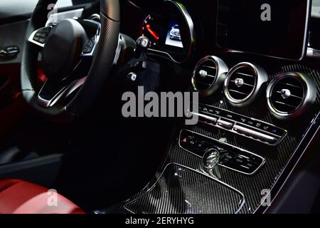 Close up car ventilation system and air conditioning - details and controls of modern car Stock Photo