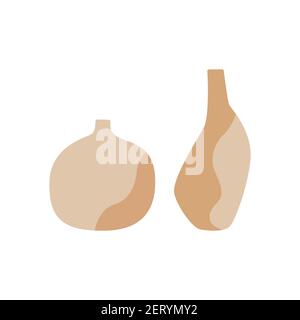 Stylish vases of abstract shapes. Minimalism. Hand drawn vector illustration isolated doodle style Stock Vector