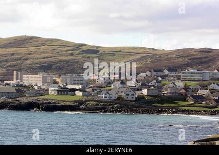 Homes and housing in the town of Lerwick on the island of Shetland, Scotland Stock Photo