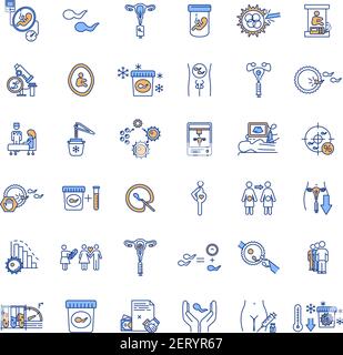 Reproductive technology RGB color icons set Stock Vector