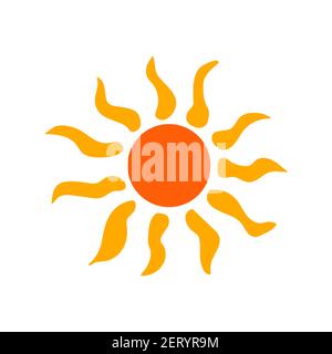 Sun on white background. Colorful simple vector hand drawn isolated boho illustration Stock Vector
