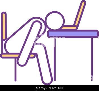 Mental exhaustion RGB color icon Stock Vector