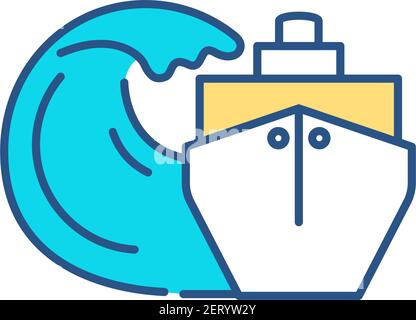 Hydrodynamic loads RGB color icon Stock Vector