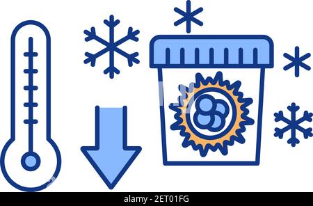Freezing ovaries RGB color icon Stock Vector