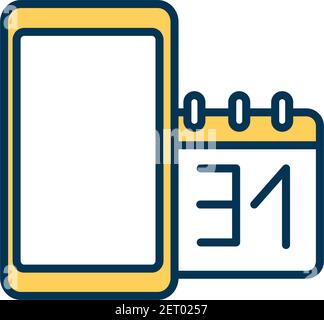 Mobile calendar RGB color icon Stock Vector
