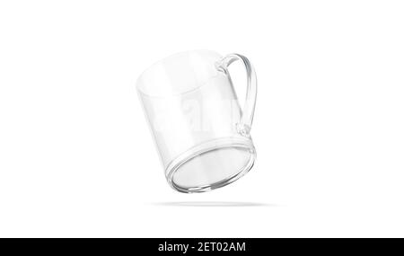 Transparent glass coffee mug with handle 09 3D model