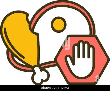 Overeating prevention RGB color icon Stock Vector
