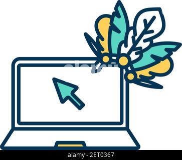Remote work RGB color icon Stock Vector