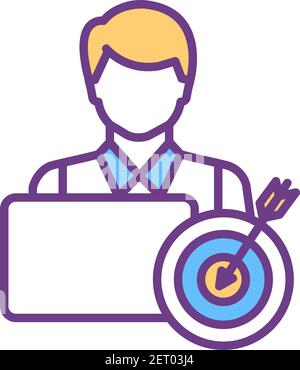 Employee performance improvement RGB color icon Stock Vector