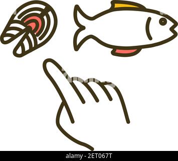 Eating fish RGB color icon Stock Vector
