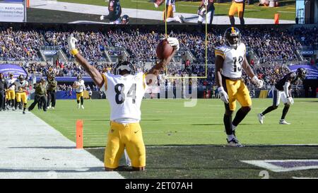 Pittsburgh Steelers Antonio Brown smiles from the bench while watching the  replay of his first quarter touchdown against the Indianapolis Colts at  Heinz Field in Pittsburgh on August 19, 2012. UPI/Archie Carpenter