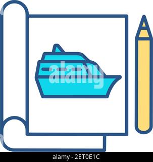 Naval architecture RGB color icon Stock Vector