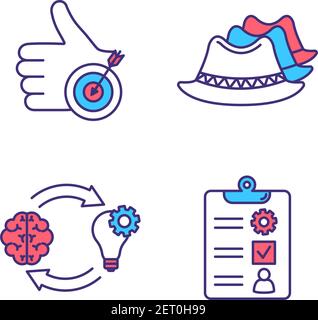 Management RGB color icons set Stock Vector