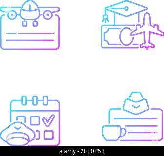 Aviation gradient linear vector icons set Stock Vector