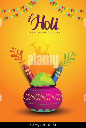 Happy Holi celebration greeting background. vector illustration design Stock Vector