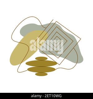 Abstract art shapes and lines painting background. Modern trendy art. Colorful boho vector illustration hand drawn isolated Stock Vector