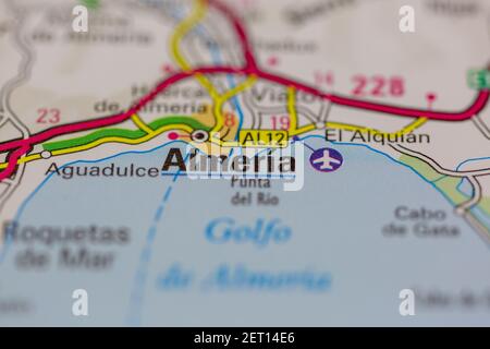 Almeria Shown on a road map or Geography map Stock Photo